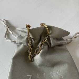 Zales Gold and Silver Twisted Earrings